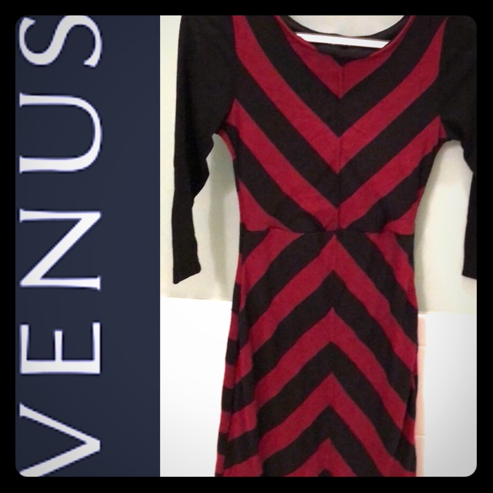 Black and wine striped dress by Venus.